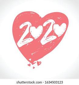 Big gentle Heart 2020. Happy Valentine's Day 2020. Valentines day 2020 holidays typography print, postcard, t-shirt and more. Vector illustration
