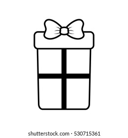 big gift box with bow outline vector illustration eps 10