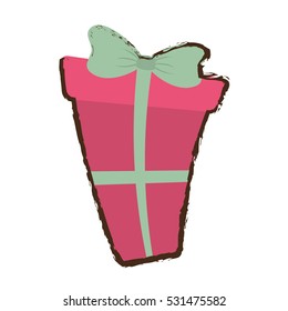 big gift box with bow sketch vector illustration eps 10