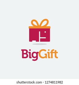 Big Gift logo, abstract elephant gift box logo icon vector template on white background