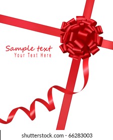 Big Gift Red Bow With A Ribbon. Vector.