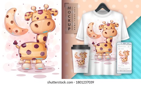 Big giraffe - poster and merchandising. Vector eps 10