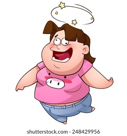 Big girl vector art and illustration.