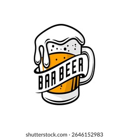 A big glass of beer with foam 