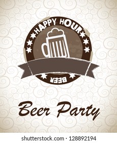 a big glass of beer in signal of happy hour vector illustration