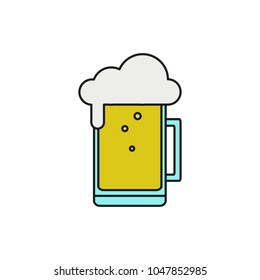 Big Glass Beer Thin Line Icon Illustration
