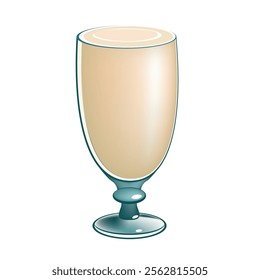 Big glass goblet with Christmas eggnog. Vector illustration