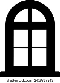 Big glass window line icons. Vector illustration