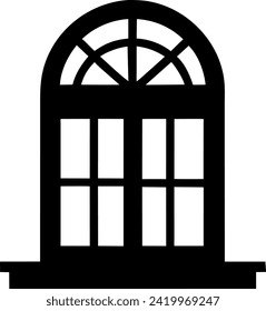 Big glass window line icons. Vector illustration