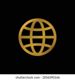 Big Globe gold plated metalic icon or logo vector