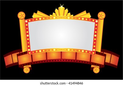 Big gold cinema neon with film strip