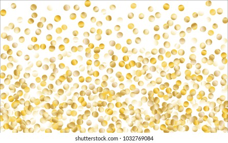 Big Gold Confetti. Festive Texture with Sparkles on White Background. Dark Luxury Pattern for Christmas and New Year Decoration, Birthday Invitation, Poster or Greeting Card. Vector Gold Confetti.