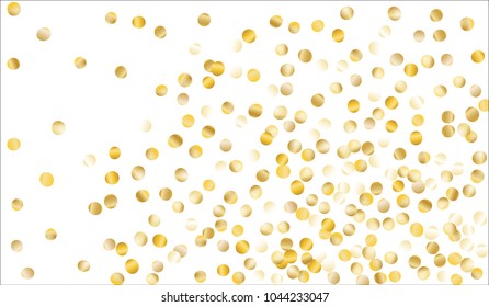 Big Gold Confetti. Festive Texture with Sparkles on White Background. Dark Luxury Pattern for Christmas and New Year Decoration, Birthday Invitation, Poster or Greeting Card. Vector Gold Confetti.