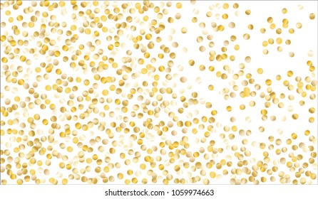 Big Gold Confetti. Festive Texture with Sparkles on White Background. Dark Luxury Pattern for Christmas and New Year Decoration, Birthday Invitation, Poster or Greeting Card. Vector Gold Confetti.