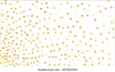 Big Gold Confetti. Festive Texture with Tinsels on White Background. Dark Luxury Pattern for Christmas and New Year Decoration, Birthday Invitation, Poster or Greeting Card. Vector Gold Confetti.