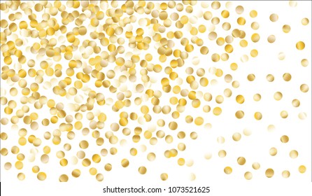 Big Gold Confetti. Festive Texture with Tinsels on White Background. Dark Luxury Pattern for Christmas and New Year Decoration, Birthday Invitation, Poster or Greeting Card. Vector Gold Confetti.