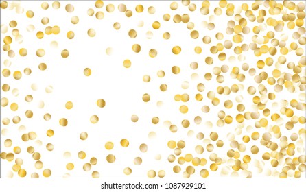 Big Gold Confetti. Festive Texture with Sparkles on White Background. Dark Luxury Pattern for Christmas and New Year Decoration, Birthday Invitation, Poster or Greeting Card. Vector Gold Confetti.