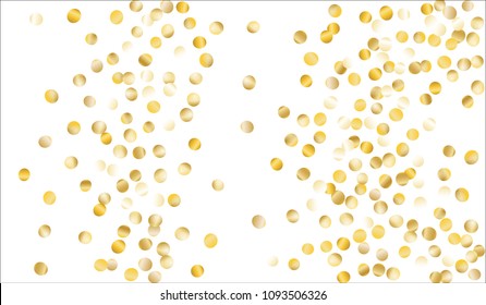 Big Gold Confetti. Festive Texture with Sparkles on White Background. Dark Luxury Pattern for Christmas and New Year Decoration, Birthday Invitation, Poster or Greeting Card. Vector Gold Confetti.