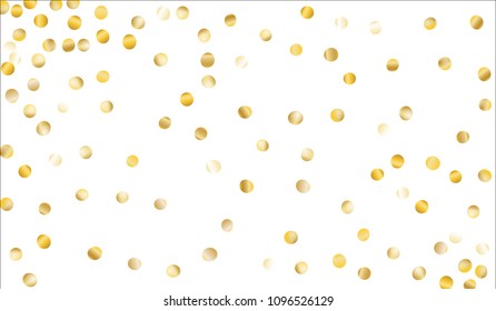 Big Gold Confetti. Festive Texture with Tinsels on White Background. Dark Luxury Pattern for Christmas and New Year Decoration, Birthday Invitation, Poster or Greeting Card. Vector Gold Confetti.