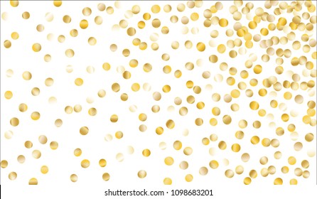 Big Gold Confetti. Festive Texture with Sparkles on White Background. Dark Luxury Pattern for Christmas and New Year Decoration, Birthday Invitation, Poster or Greeting Card. Vector Gold Confetti.