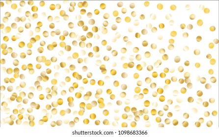 Big Gold Confetti. Festive Texture with Sparkles on White Background. Dark Luxury Pattern for Christmas and New Year Decoration, Birthday Invitation, Poster or Greeting Card. Vector Gold Confetti.
