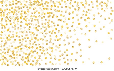 Big Gold Confetti. Festive Texture with Tinsels on White Background. Dark Luxury Pattern for Christmas and New Year Decoration, Birthday Invitation, Poster or Greeting Card. Vector Gold Confetti.