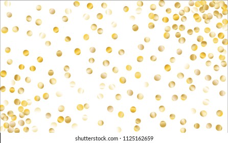 Big Gold Confetti. Festive Texture with Tinsels on White Background. Dark Luxury Pattern for Christmas and New Year Decoration, Birthday Invitation, Poster or Greeting Card. Vector Gold Confetti.