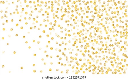 Big Gold Confetti. Festive Texture with Sparkles on White Background. Dark Luxury Pattern for Christmas and New Year Decoration, Birthday Invitation, Poster or Greeting Card. Vector Gold Confetti.