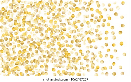 Big Gold Confetti. Texture with Falling Tinsels on White Background. Dark Luxury Pattern for Christmas and New Year Decoration, Birthday Invitation, Poster or Greeting Card. Vector Gold Confetti.