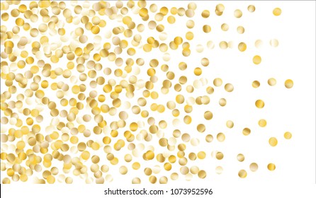 Big Gold Confetti. Texture with Falling Tinsels on White Background. Dark Luxury Pattern for Christmas and New Year Decoration, Birthday Invitation, Poster or Greeting Card. Vector Gold Confetti.