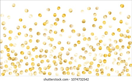 Big Gold Confetti. Texture with Falling Sparkles on White Background. Dark Luxury Pattern for Christmas and New Year Decoration, Birthday Invitation, Poster or Greeting Card. Vector Gold Confetti.