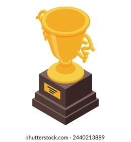 Big gold cup icon isometric vector. Winner award. Victory success