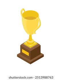 Big gold cup icon isometric vector. Winner award. Victory success stock illustration