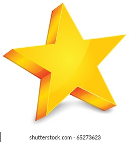 Big gold star on white background, vector illustration