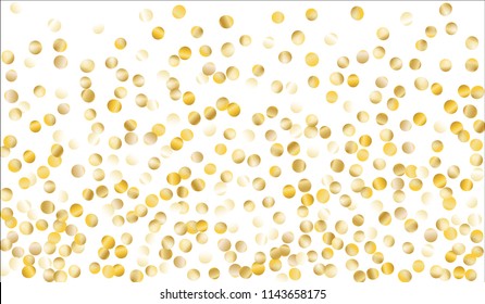 Big Golden Confetti. Festive Texture with Tinsels on White Background. Dark Luxury Pattern for Christmas and New Year Decoration, Birthday Invitation, Poster or Greeting Card. Vector Gold Confetti.