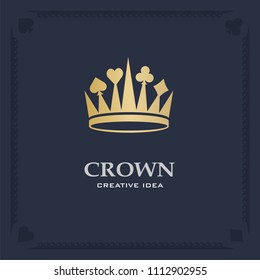 A big golden crown. Vector heraldic elements design