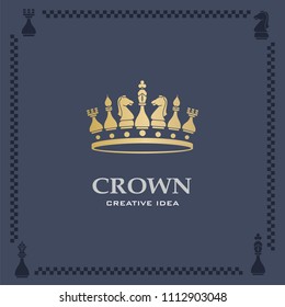 A big golden crown. Vector heraldic elements design