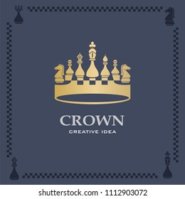 A big golden crown. Vector heraldic elements design