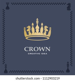 A big golden crown. Vector heraldic elements design