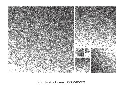  Big Golden ratio stippled rectangle - visualization of Fibonacci Sequence - vector concept of gold proportion
