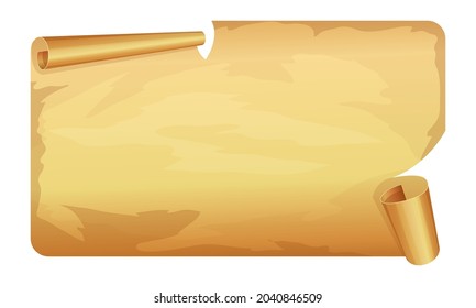 Big golden ribbon of parchment on white background