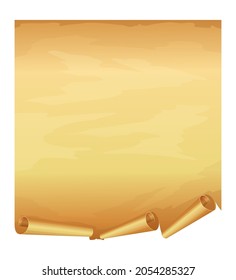 Big golden ribbon of parchment on white background
