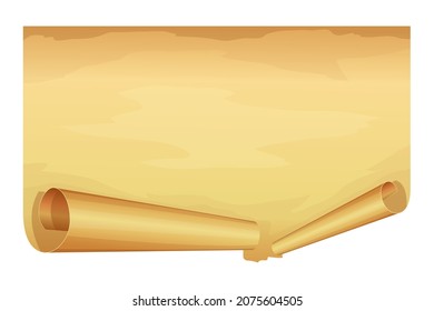 Big golden ribbon of parchment on white background