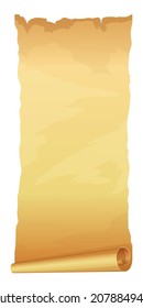 Big golden ribbon of parchment on white background