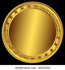 Big golden round frame (vector)