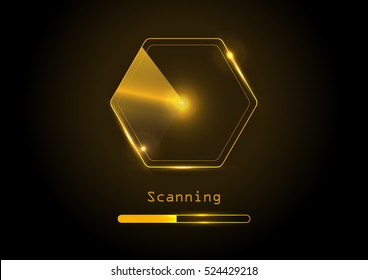 Big golden scanning test vector, drawing by hand vector and digital illustration 