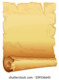 Big golden scroll of parchment on white background