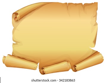 Big golden scroll of parchment on white background - Shutterstock ID 342183863