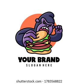 BIG GORILLA EATING BIG BURGER LOGO