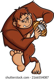 The big gorilla is playing rugby and going to throw of illustration